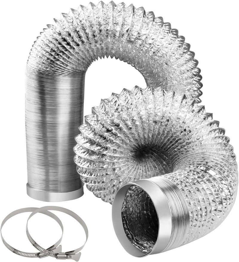 YIJUHOU 4-Inch Dryer Vent Hose 22FT, Flexible Aluminum Duct with 2 Clamps, Heavy-Duty Four Layer Protection for HVAC Ventilation and Exhaust - Image 1